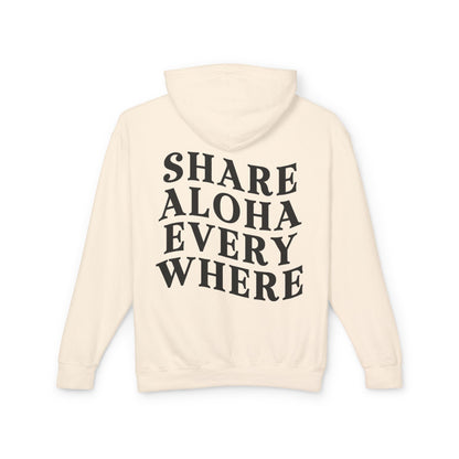 Share Aloha - Comfort Colors Lightweight Hooded Sweatshirt